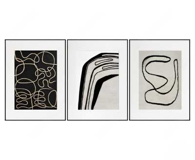 现代黑白装饰挂画3D模型下载